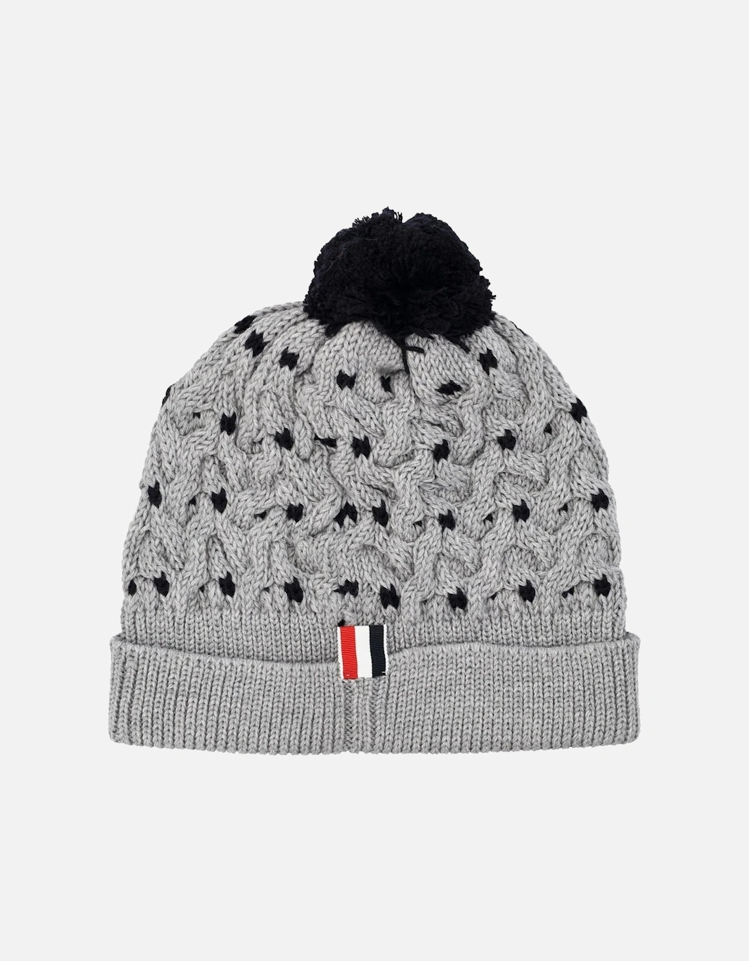 Merino Wool 4 Bar Cable Knit Hat Grey