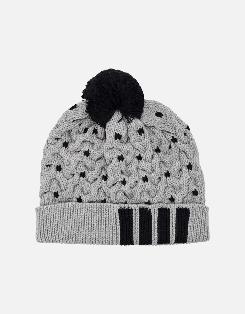 Merino Wool 4 Bar Cable Knit Hat Grey