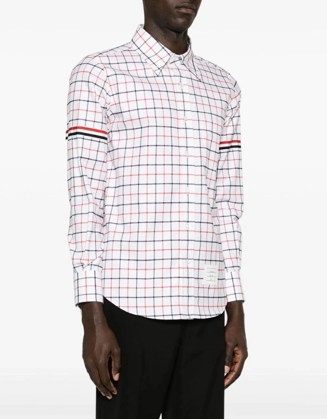 Straight Fit Tattersall Check Shirt White