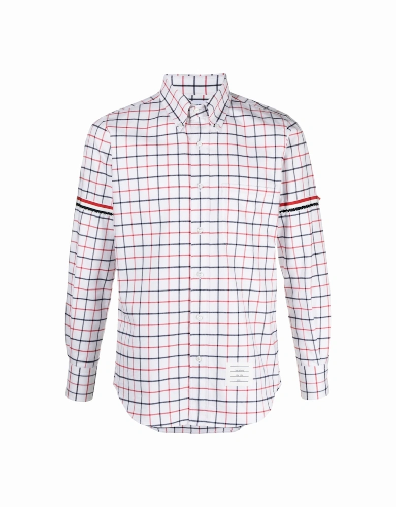 Straight Fit Tattersall Check Shirt White