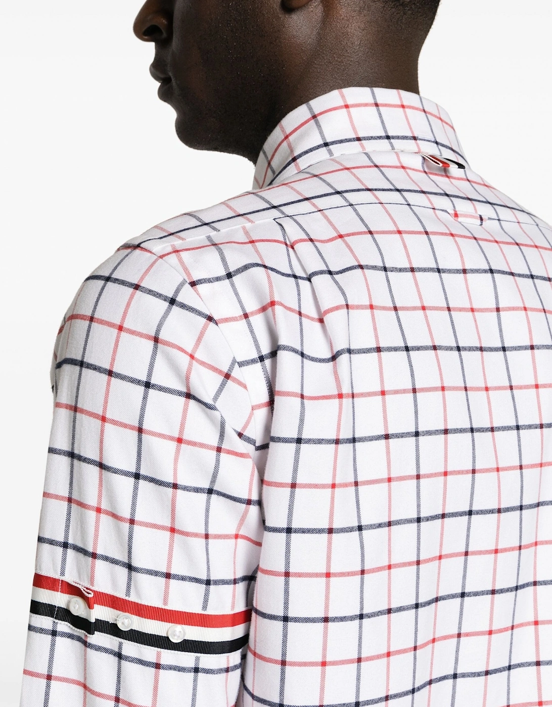 Straight Fit Tattersall Check Shirt White