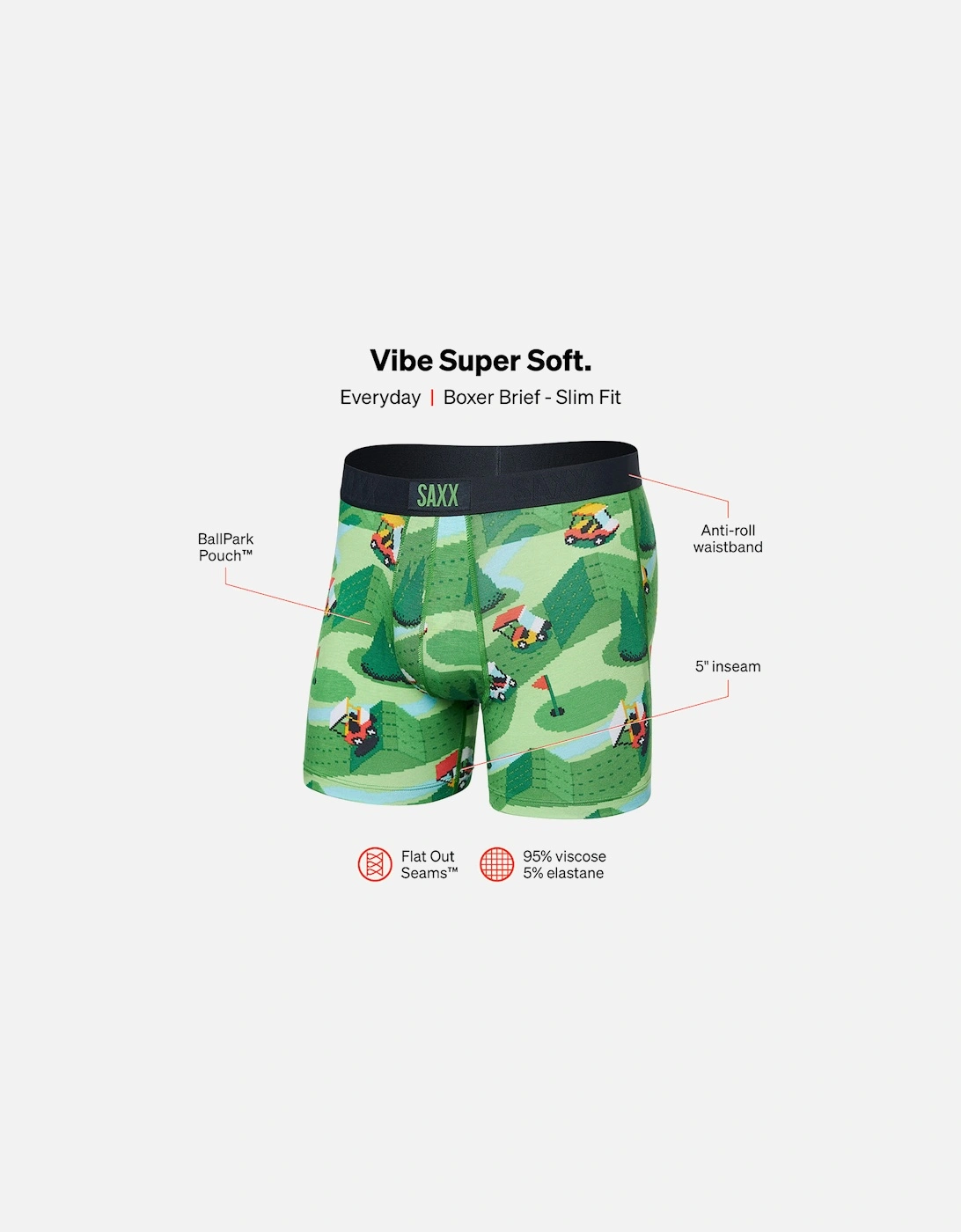 Vibe Excite Carts Boxer Brief, Green