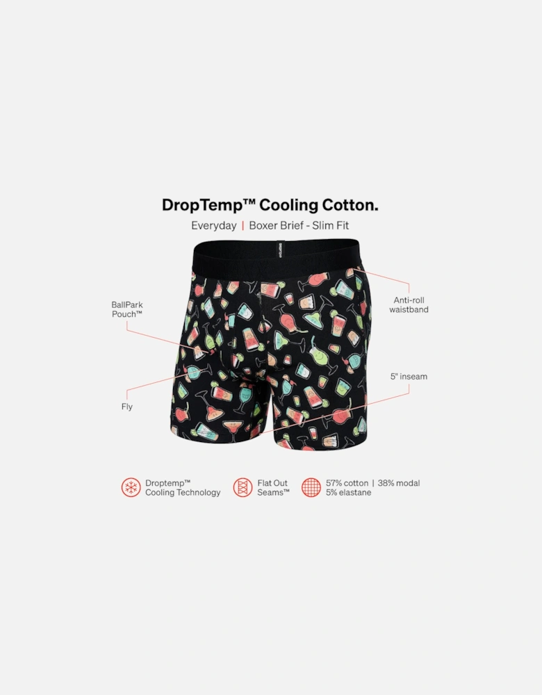 Drop Temp Cotton Happy Hour Boxer Brief, Black
