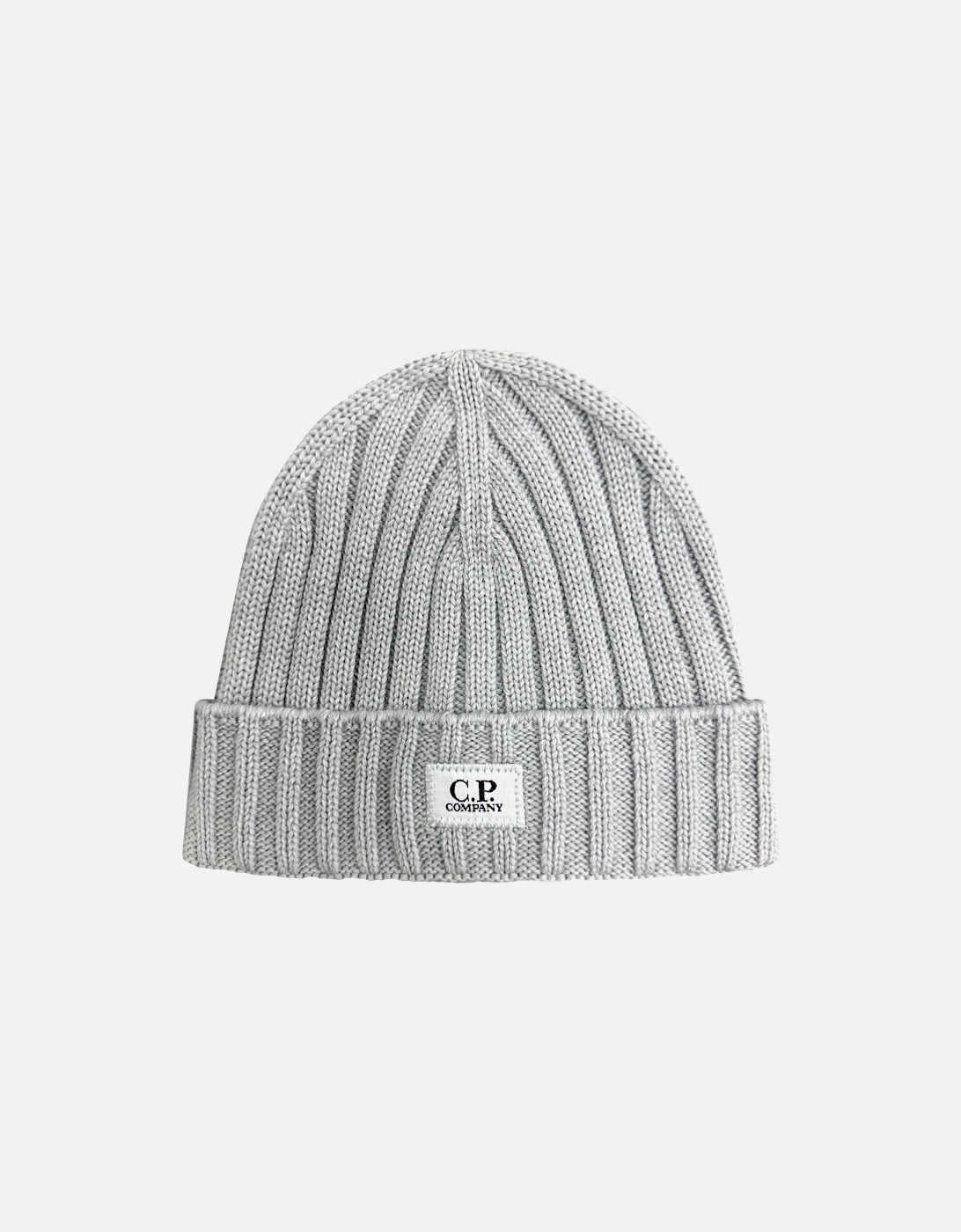 CP Company Patch Logo Wool Beanie Shadow Grey