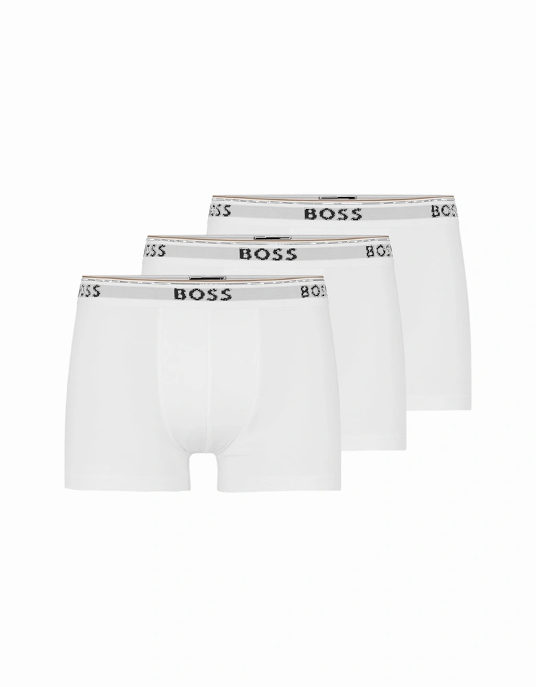 3-Pack Power Logo Boxer Trunks, White