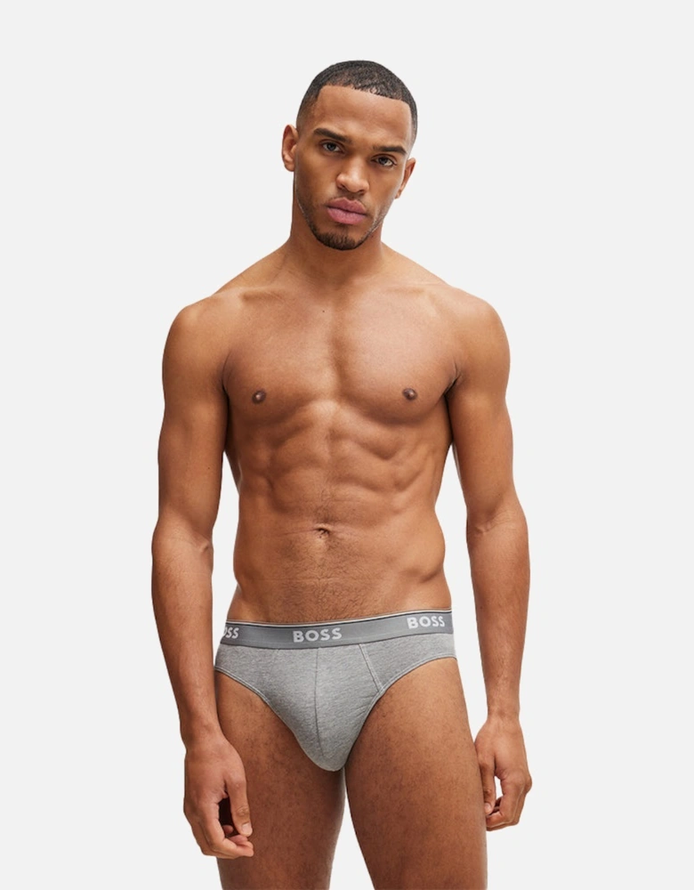 3-Pack Power Logo Briefs, Black/White/Grey