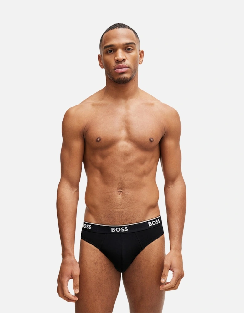 3-Pack Power Logo Briefs, Black/White/Grey