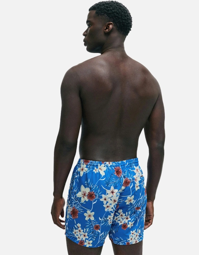 Piranha Floral Swim Shorts, Medium Blue