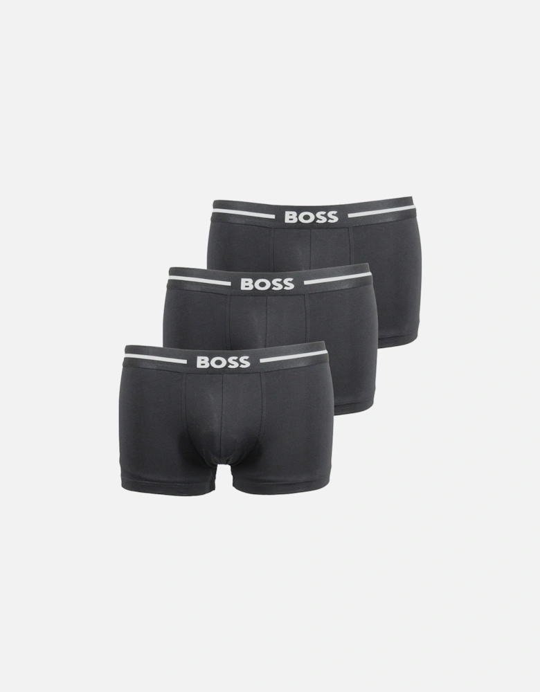 3-Pack Bold Logo Boxer Trunks, Black