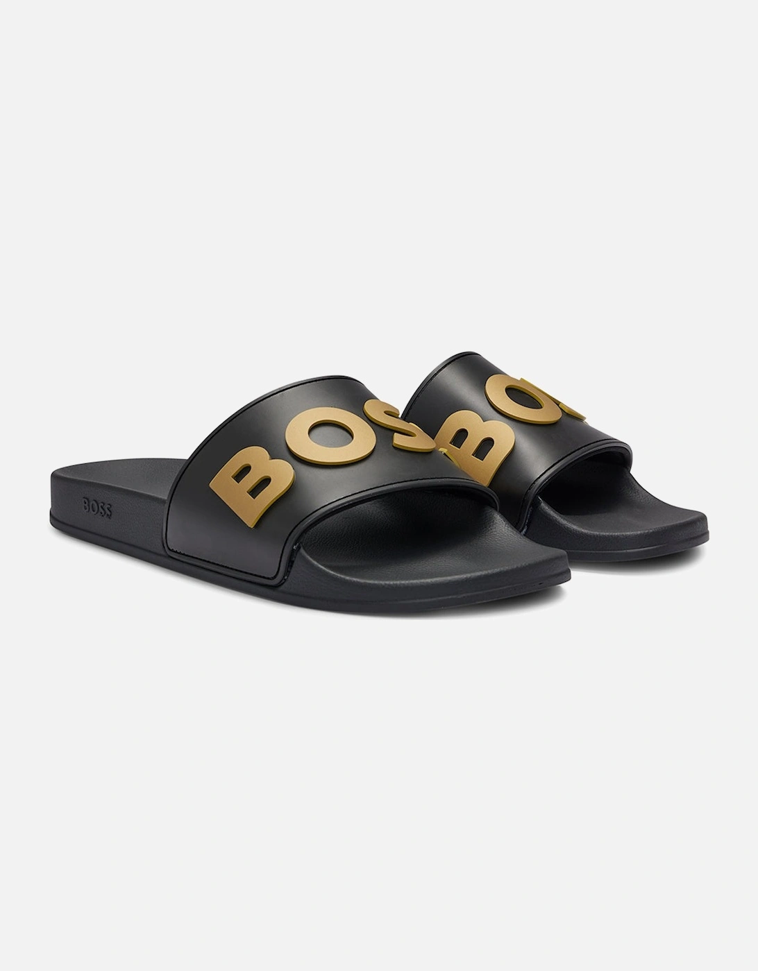 Italian-Made Raised Logo Sliders, Black/Gold, 3 of 2