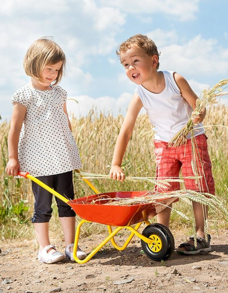 Child's Red Metal Wheelbarrow
