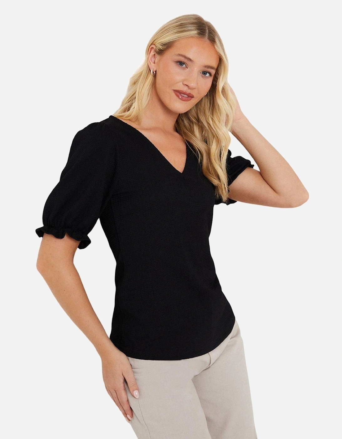 Womens/Ladies V Neck Short-Sleeved Top, 4 of 3