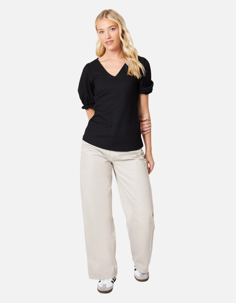 Womens/Ladies V Neck Short-Sleeved Top