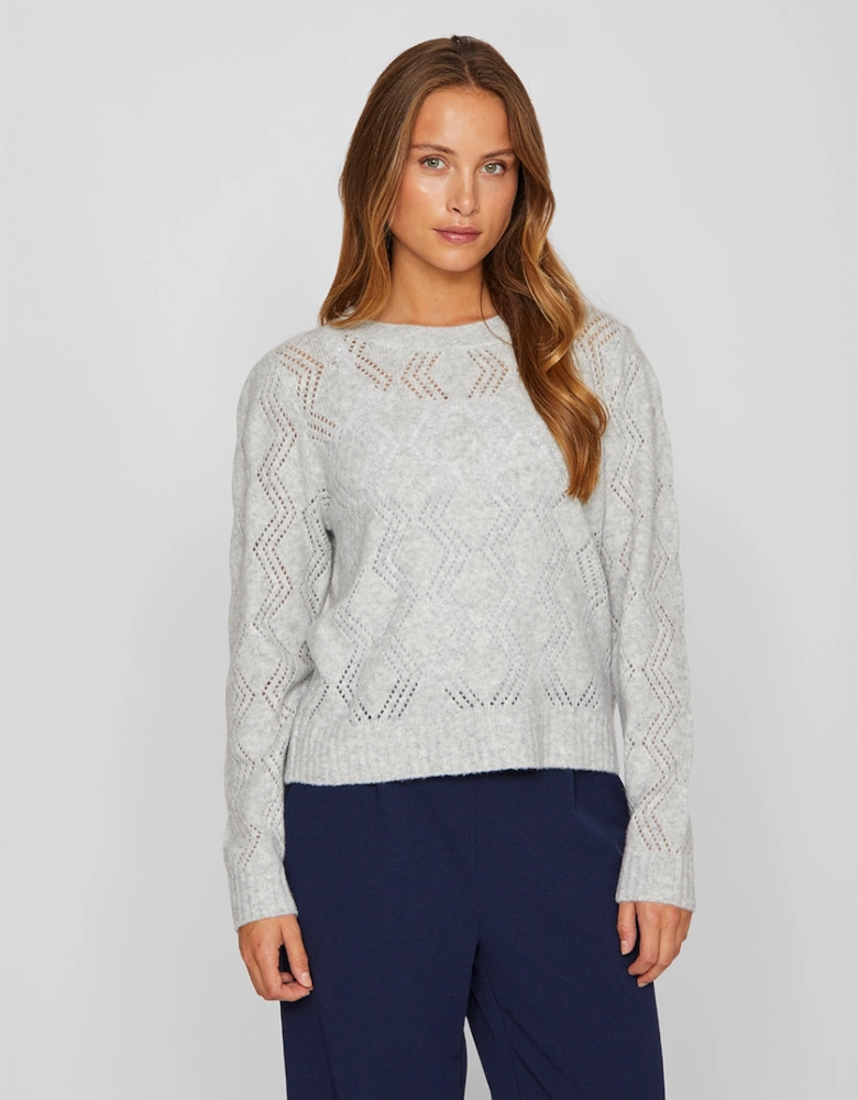 Vicarlo Long Sleeve Knit Pullover Light Grey Melange