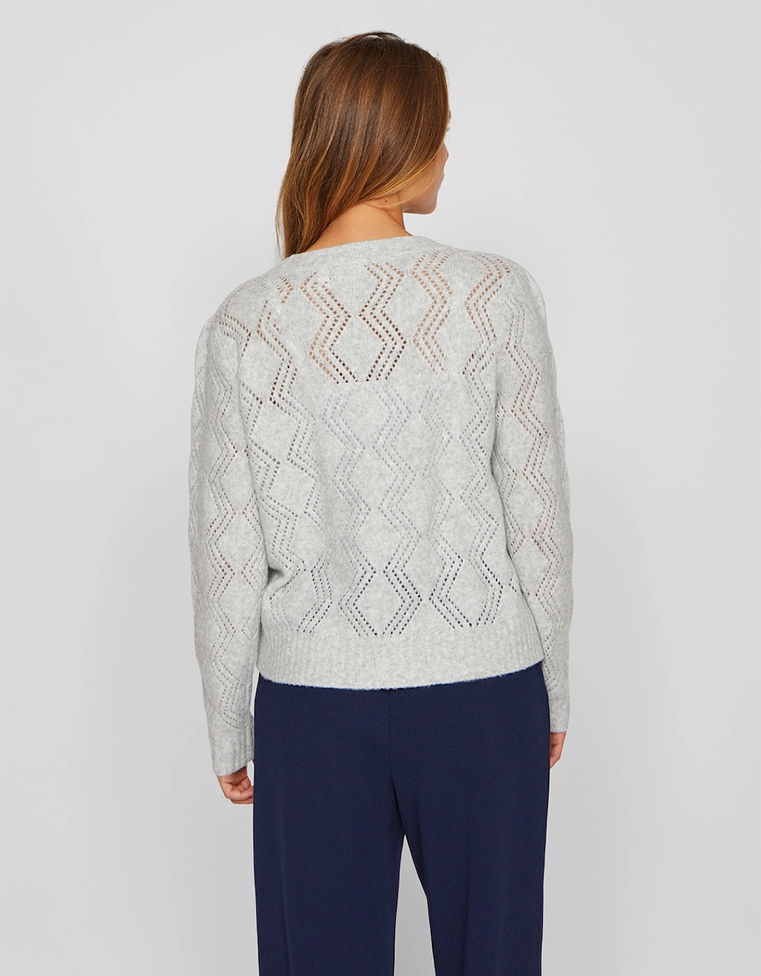 Vicarlo Long Sleeve Knit Pullover Light Grey Melange