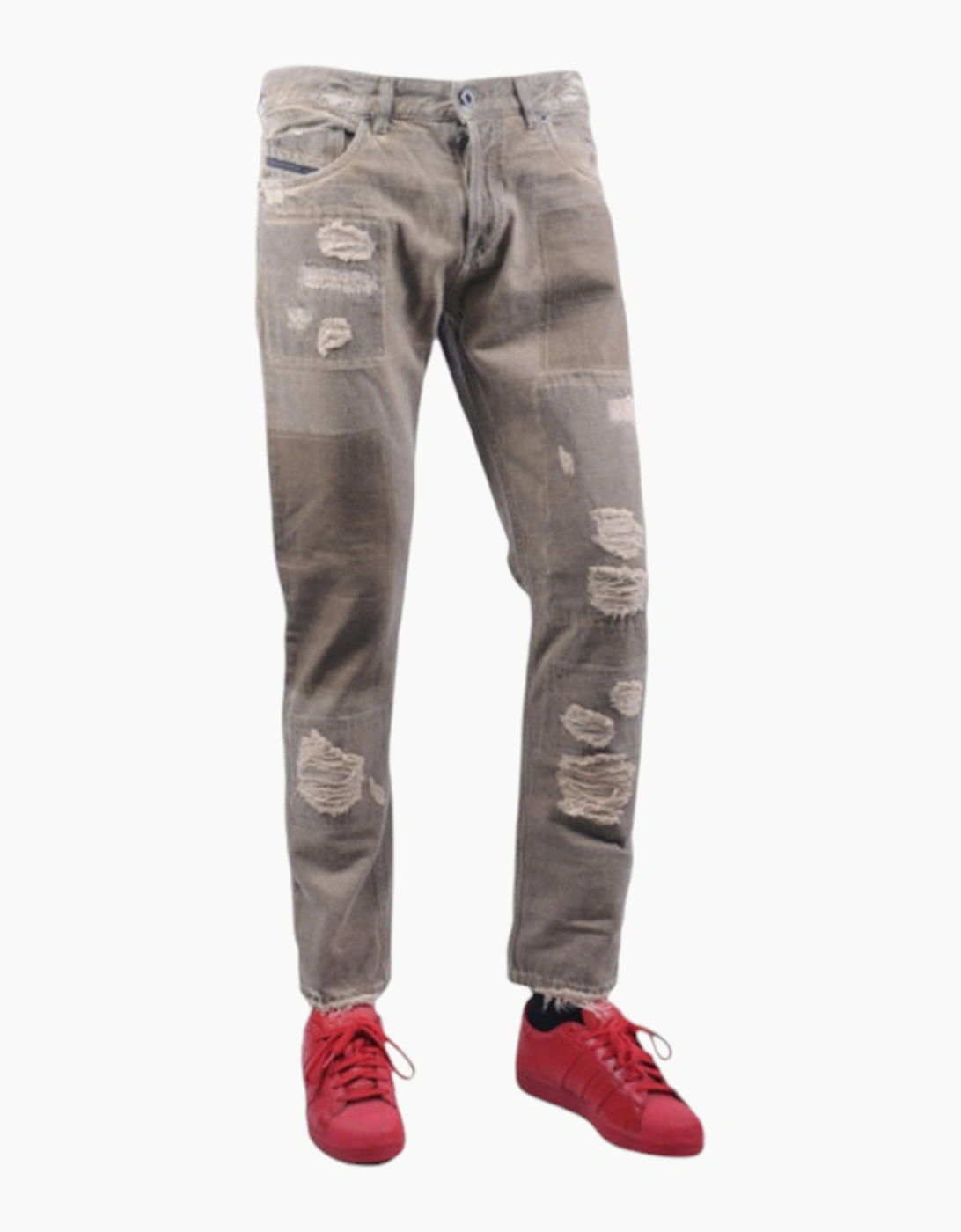 Diesel Men's Grey Black Gold Type-2813B Bg8u8 Denim Jeans Ripped Regular Slim Italy  W29 L28