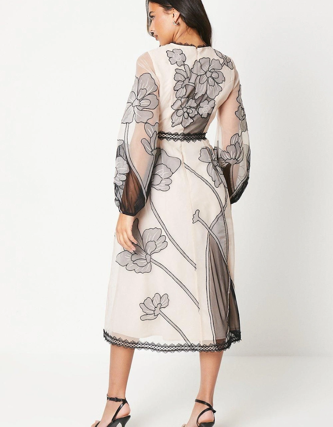 Premium Applique And Embroidered Midi Dress