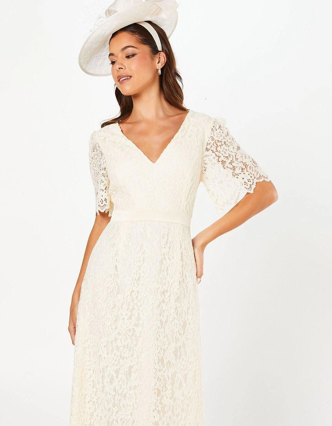 Lace Angel Sleeve Midi Dress