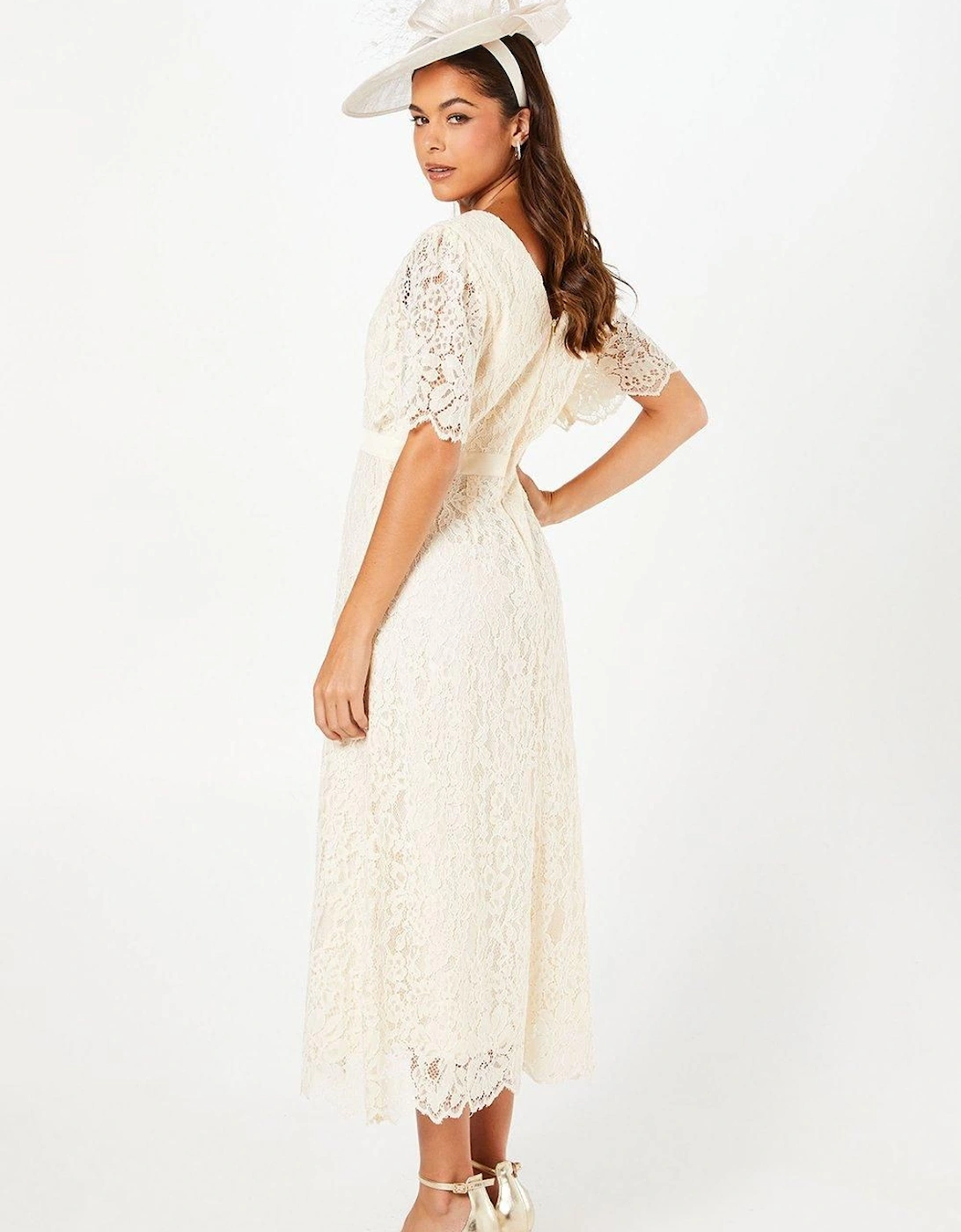 Lace Angel Sleeve Midi Dress