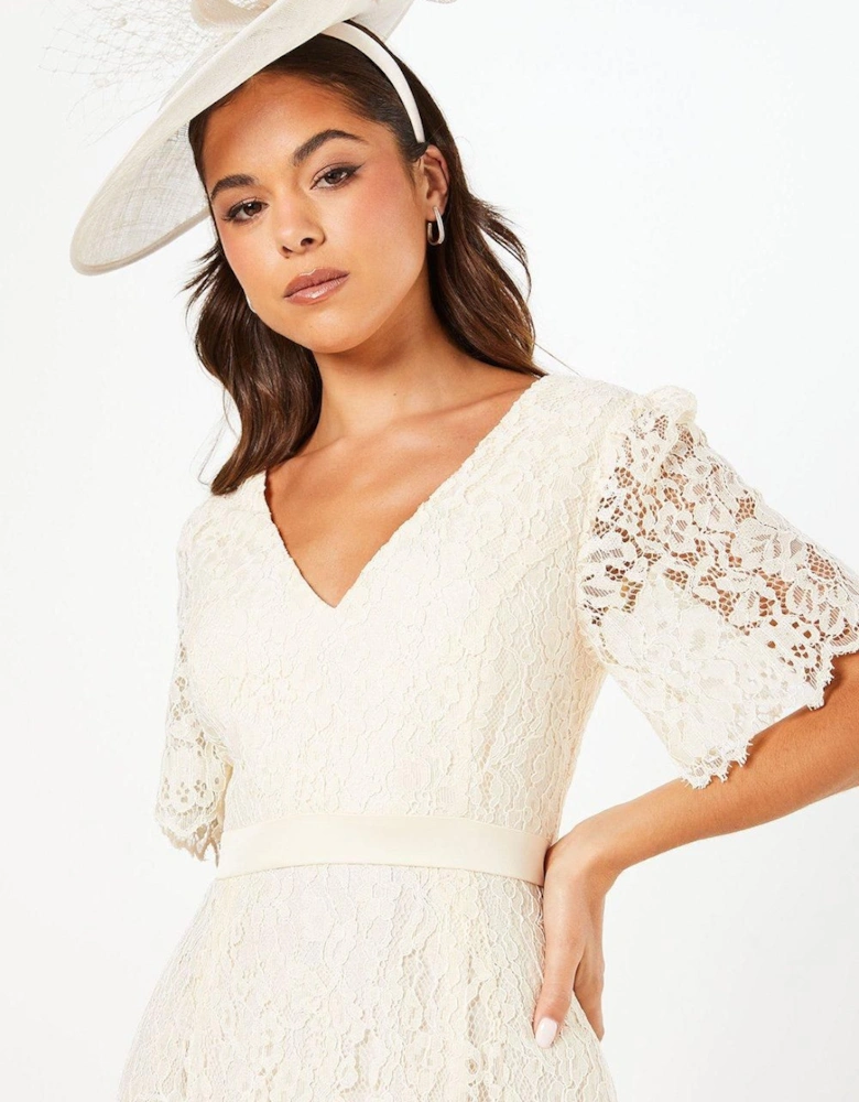 Lace Angel Sleeve Midi Dress