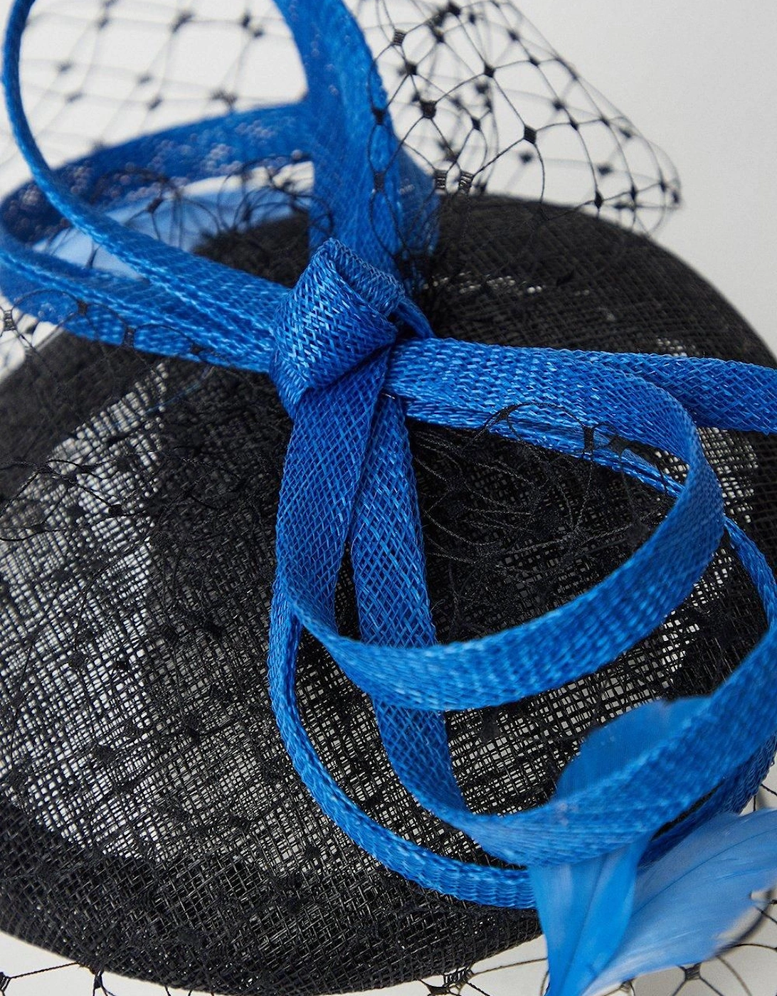 Lisa Tan Bow And Mesh Feather Detail Pillbox Fascinator