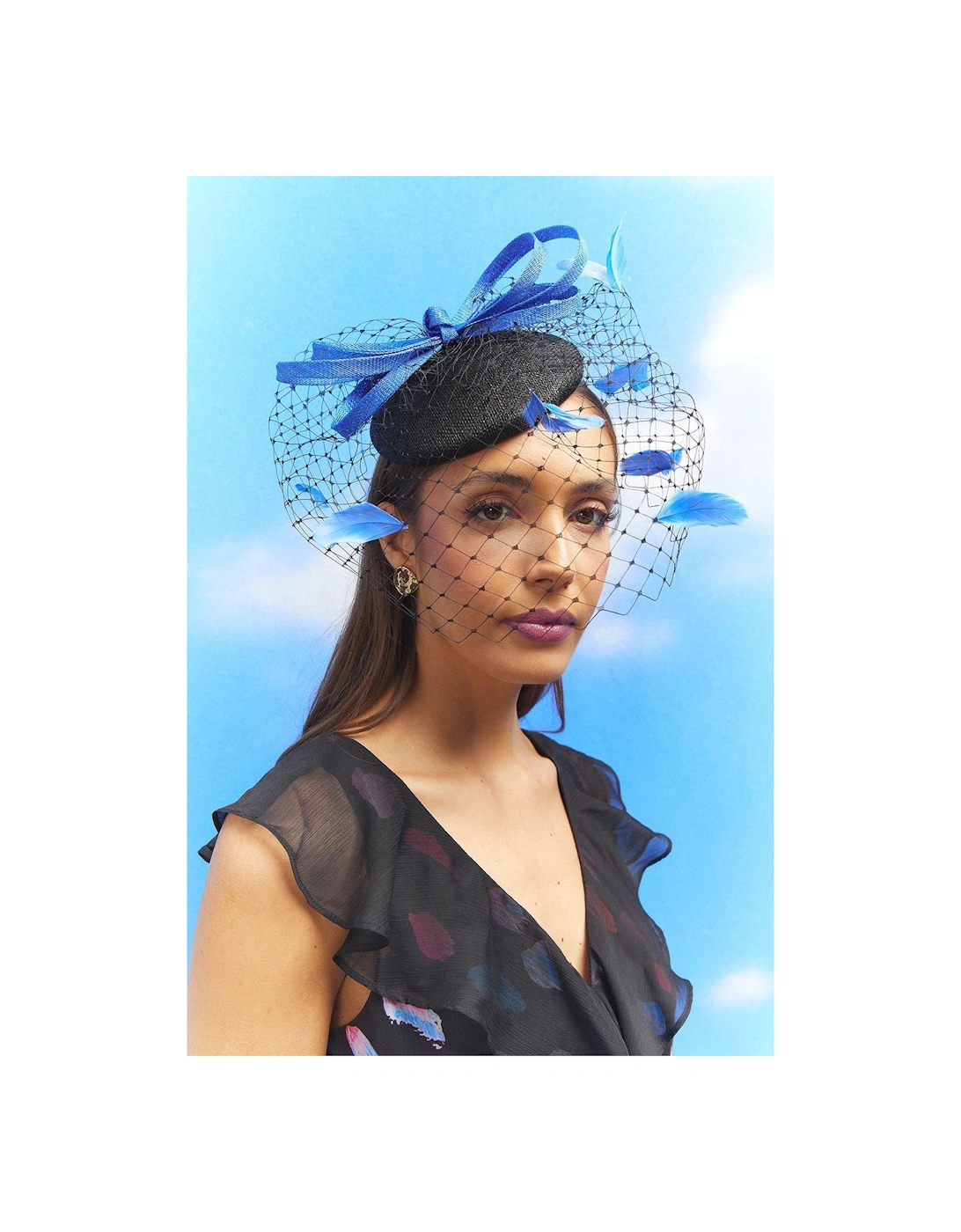 Lisa Tan Bow And Mesh Feather Detail Pillbox Fascinator, 4 of 3