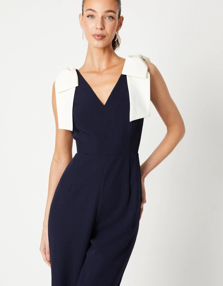 Jumpsuit With Contrast Bow Shoulders