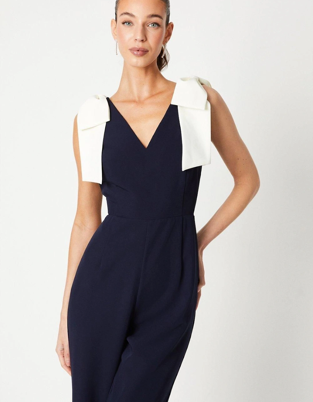 Jumpsuit With Contrast Bow Shoulders