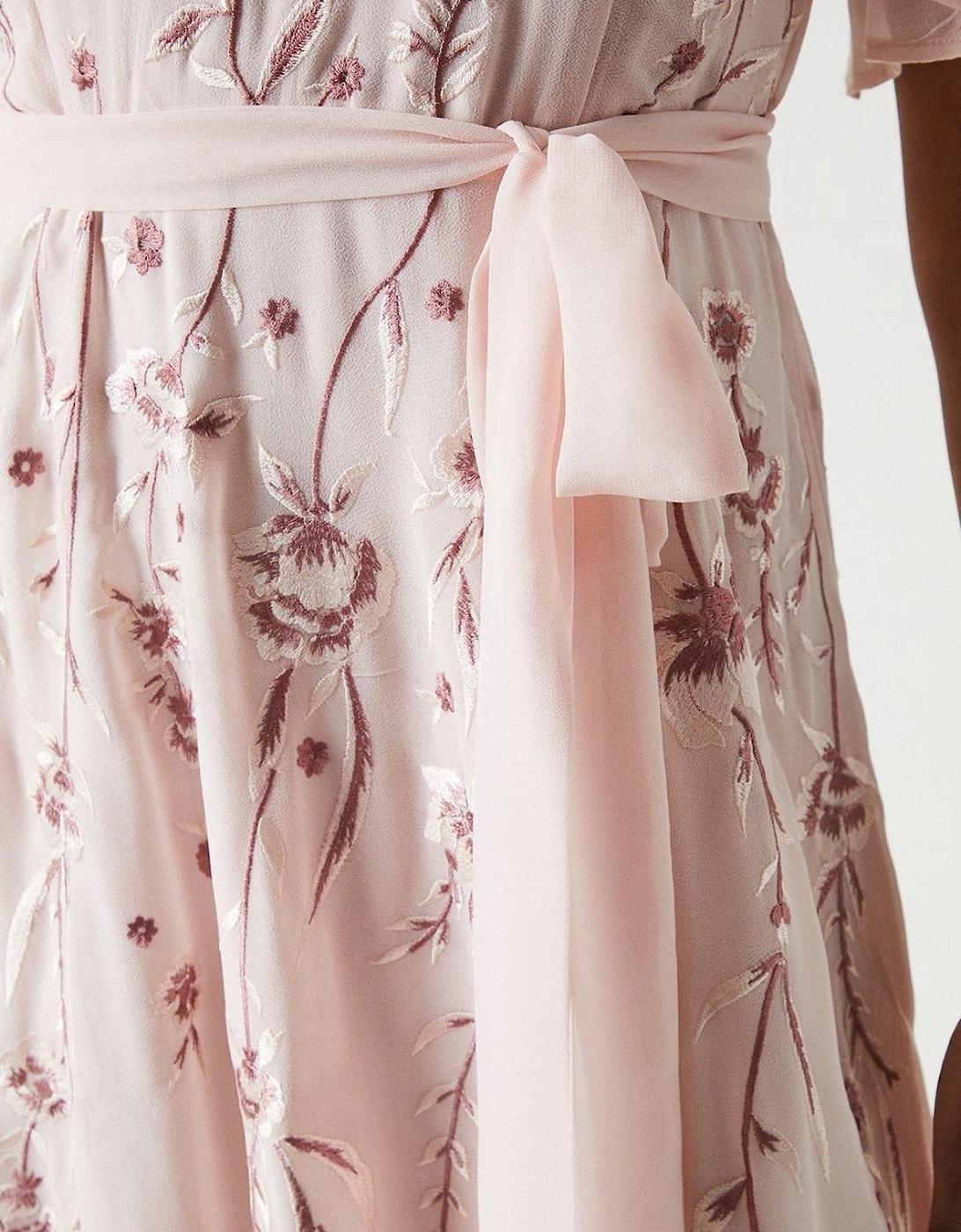 Petite Floral Embroidered Bridesmaids Maxi Dress