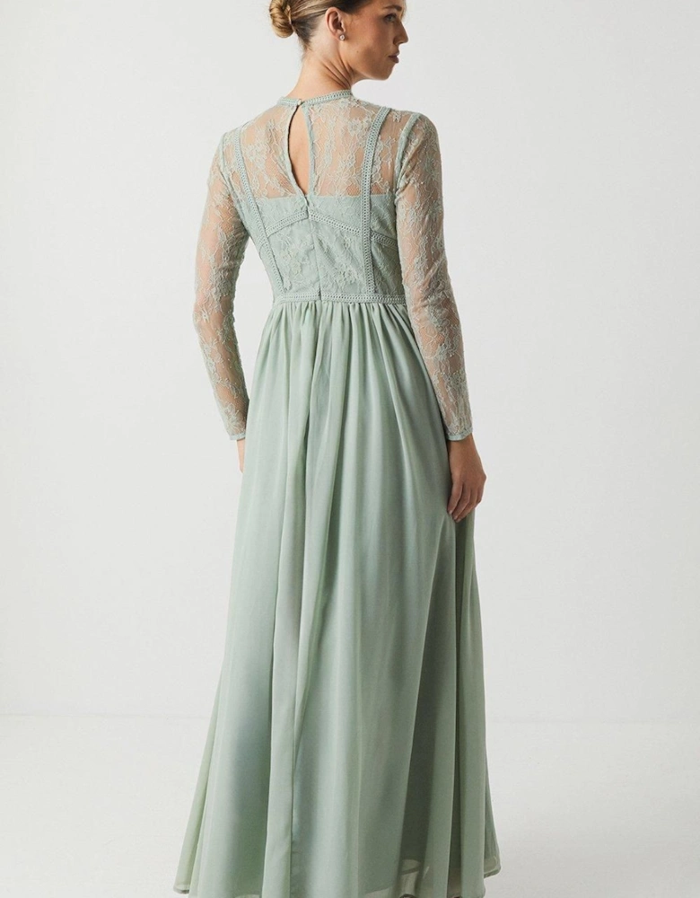 Long Sleeve Lace Bridesmaid Maxi Dress