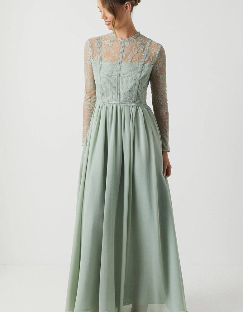 Long Sleeve Lace Bridesmaid Maxi Dress