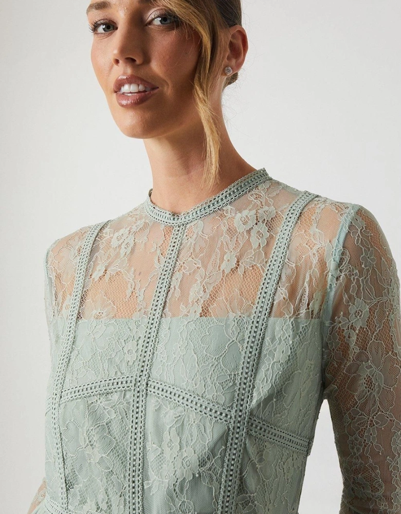 Long Sleeve Lace Bridesmaid Maxi Dress