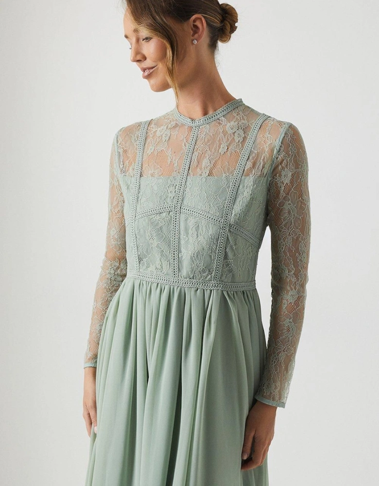 Long Sleeve Lace Bridesmaid Maxi Dress