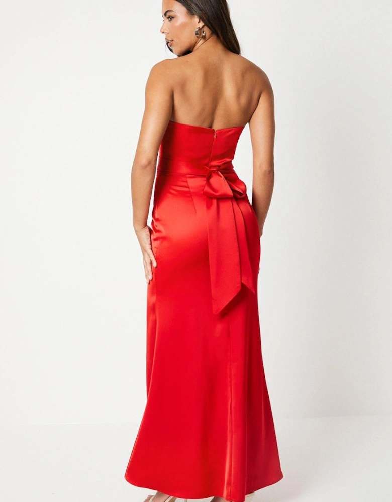 Bandeau Satin Maxi Dress With Removable Sash