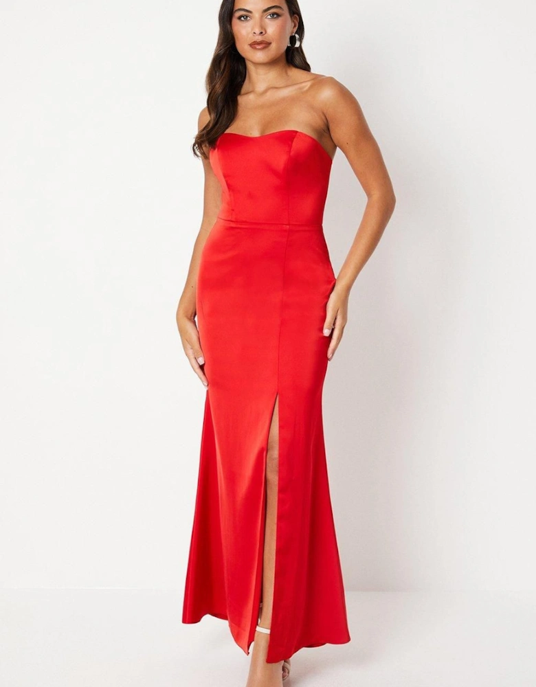 Bandeau Satin Maxi Dress With Removable Sash