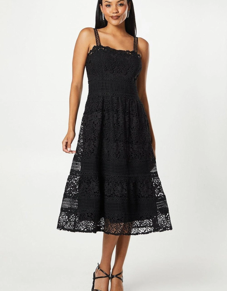 Lace Square Neck Midi Dress