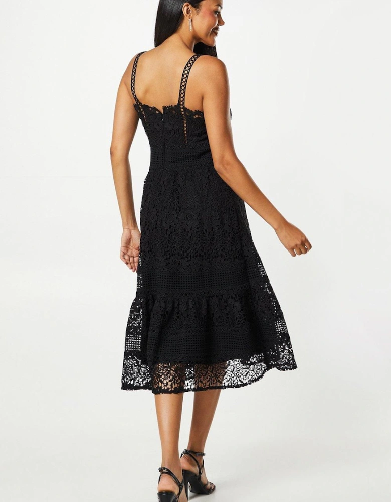 Lace Square Neck Midi Dress