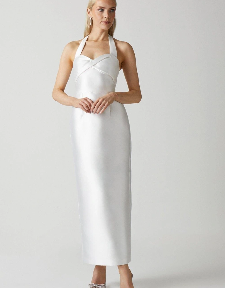 Halterneck Twill Column Wedding Dress