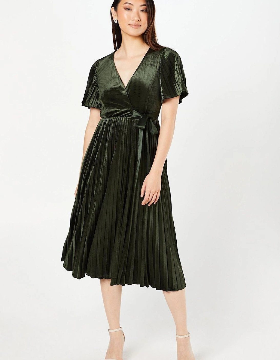 Pleated Velvet Wrap Dress, 6 of 5