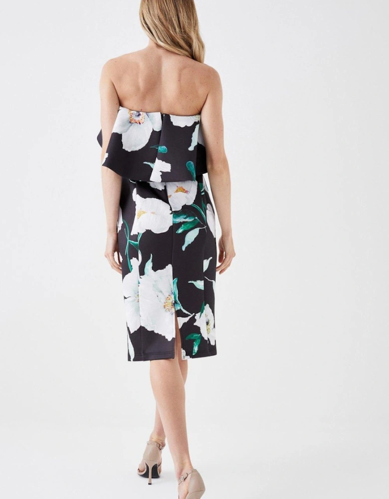 Petite Printed Ruffle Bandeau Dress