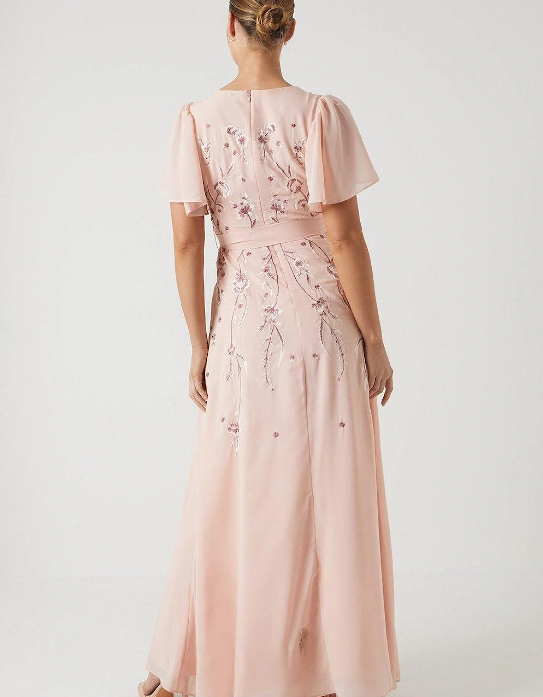 Premium Floral Embroidered Bridesmaid Maxi Dress