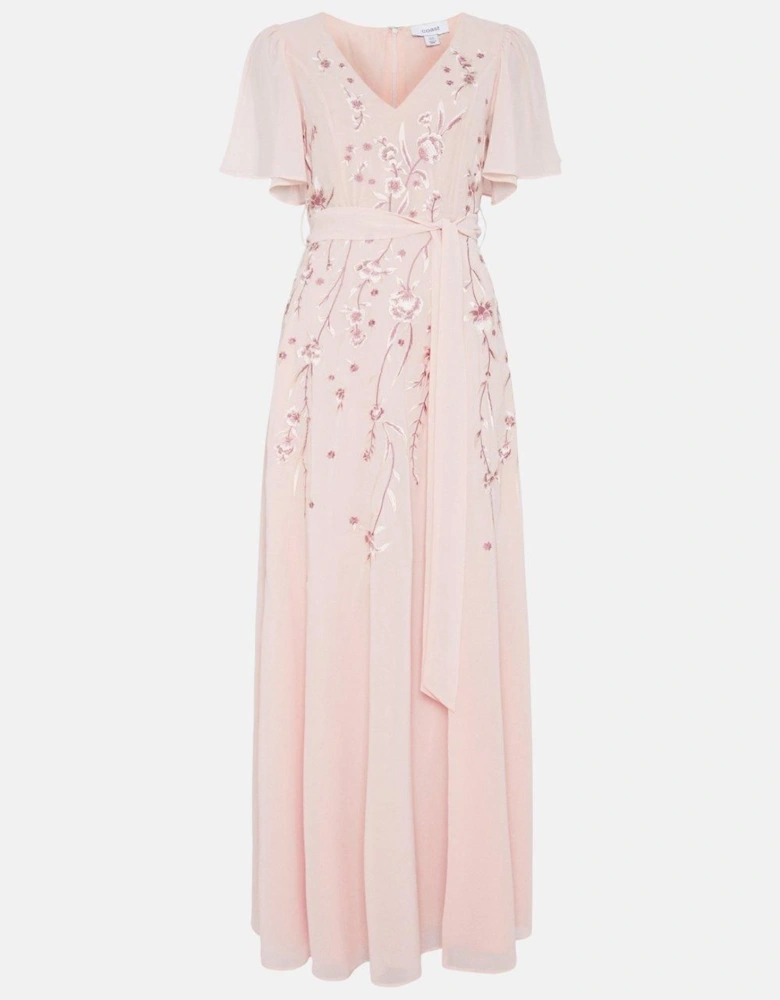 Premium Floral Embroidered Bridesmaid Maxi Dress