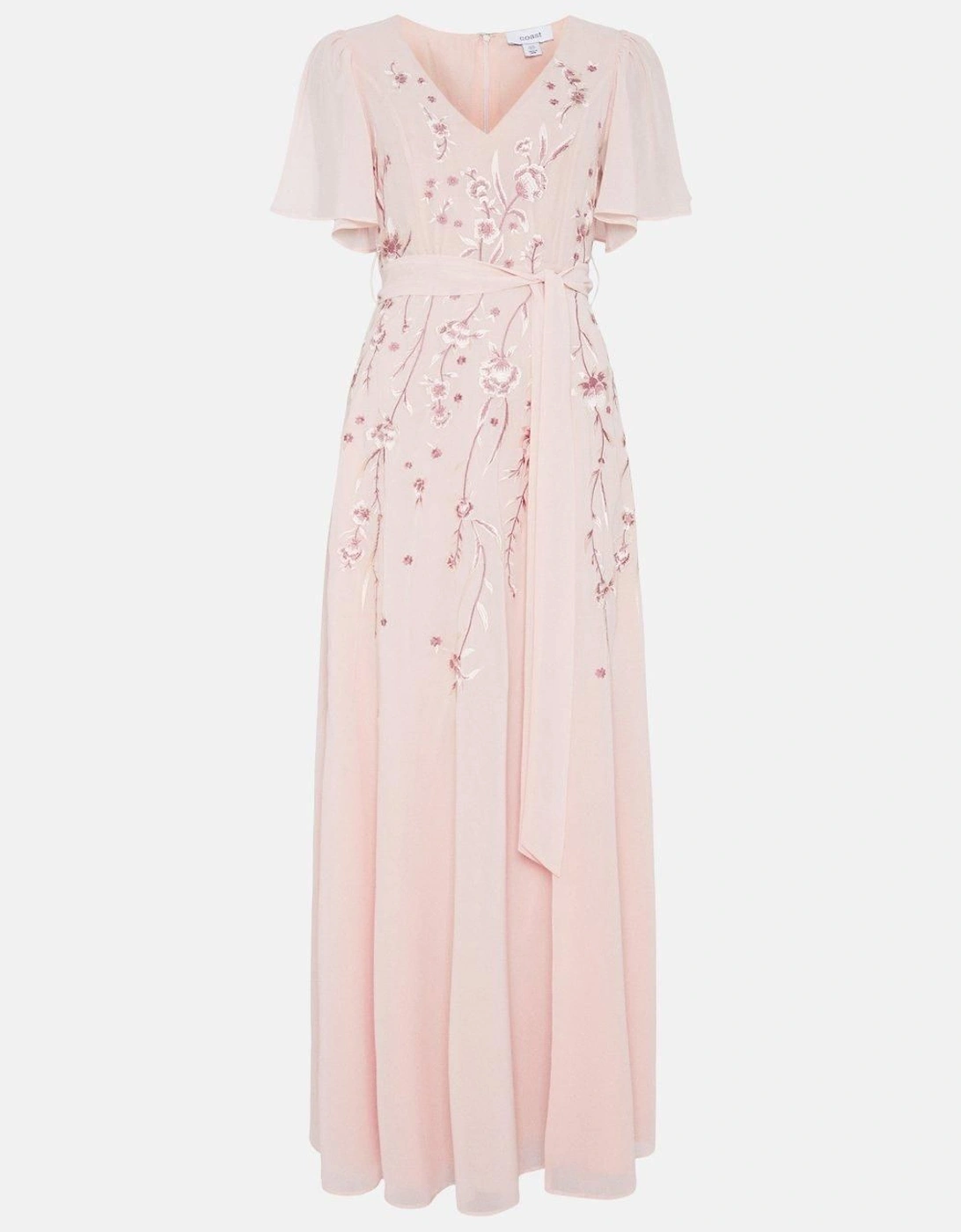 Premium Floral Embroidered Bridesmaid Maxi Dress