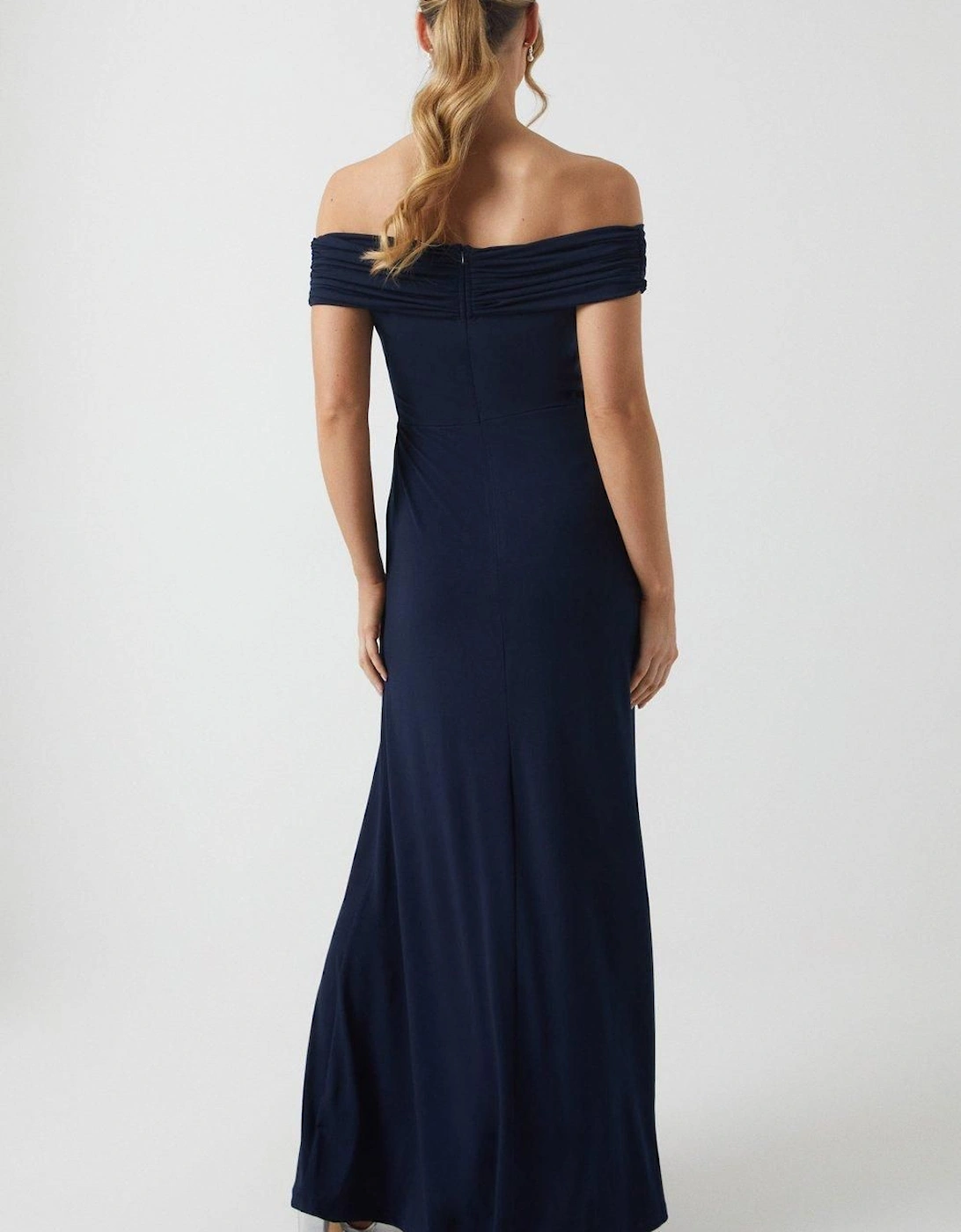 Bardot Ruched Jersey Bridesmaid Dress