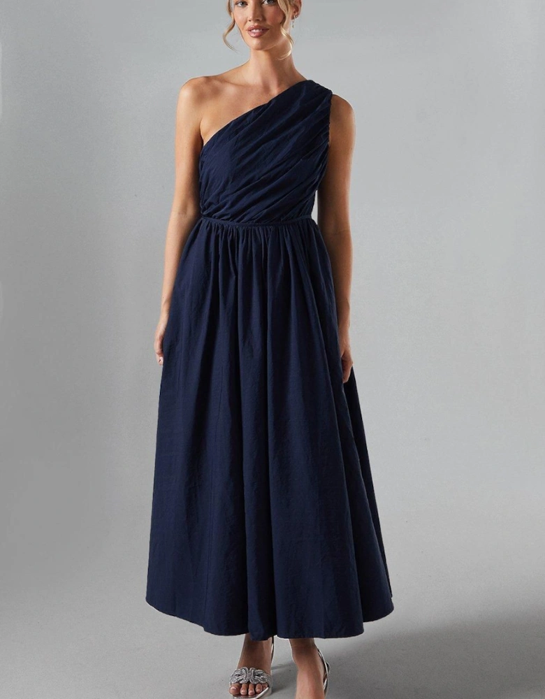 One Shoulder Taffetta Bridesmaid Maxi Dress