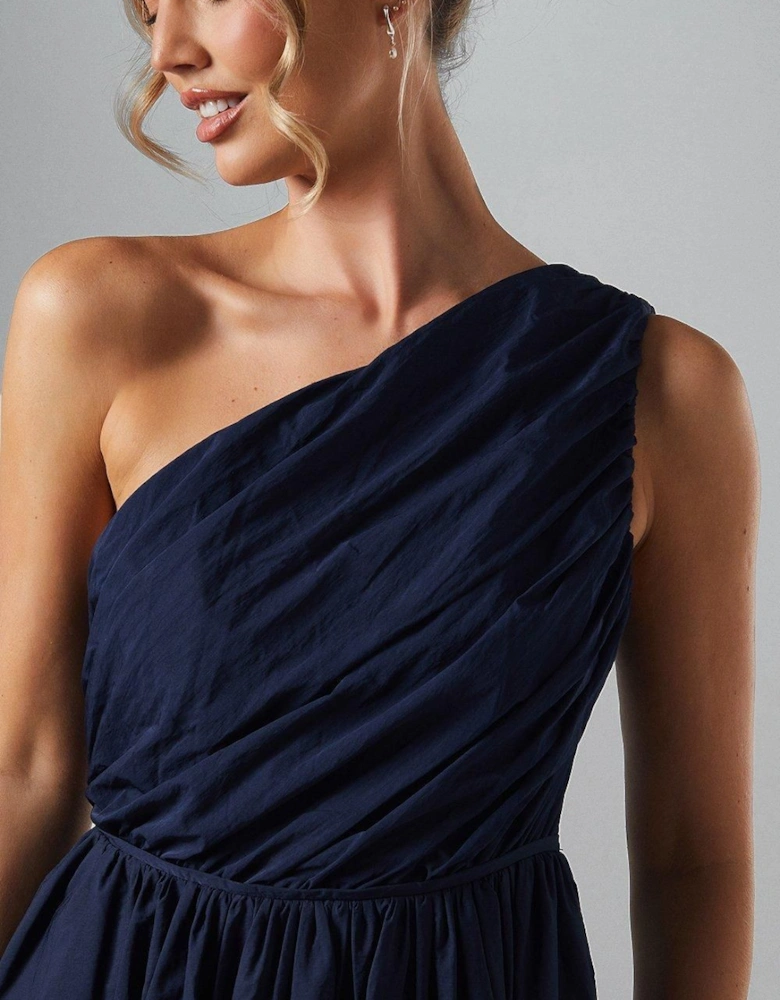 One Shoulder Taffetta Bridesmaid Maxi Dress