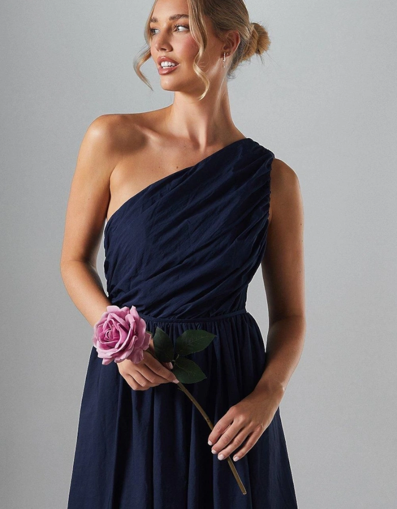 One Shoulder Taffetta Bridesmaid Maxi Dress