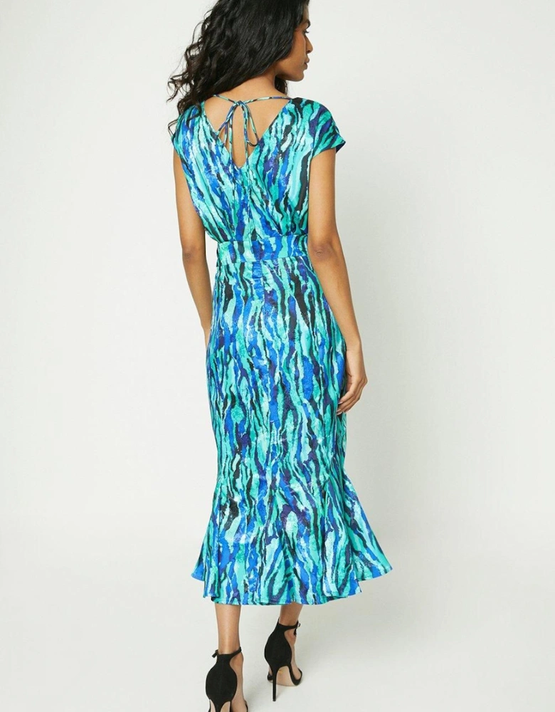 Petite Satin Jacquard Printed Midi Dress