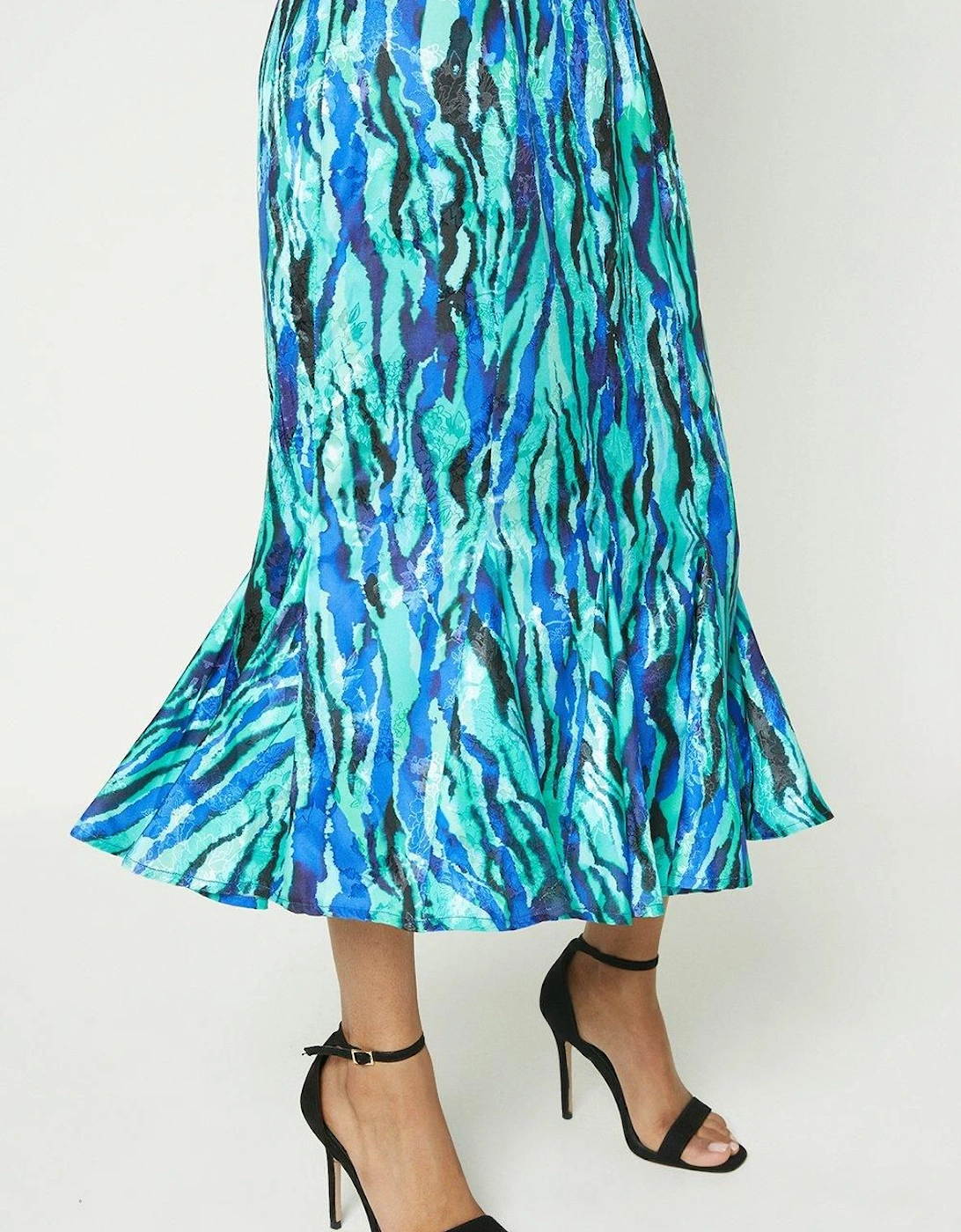 Petite Satin Jacquard Printed Midi Dress