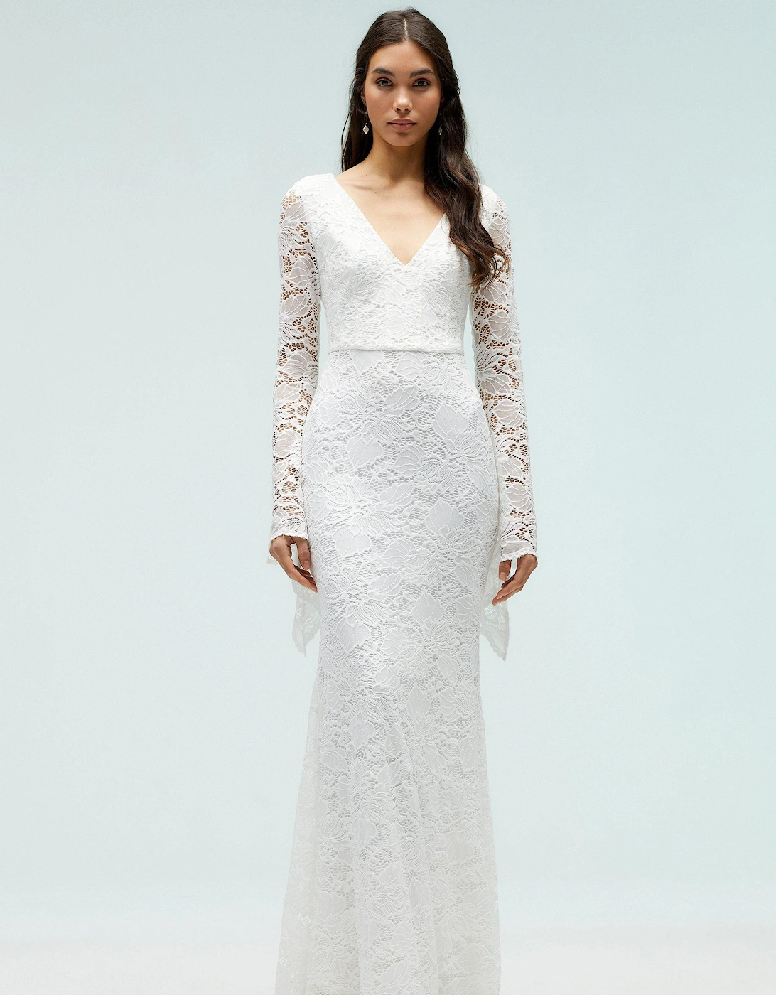 Kimono Sleeve Boho Lace Wedding Dress With Train, 2 of 1